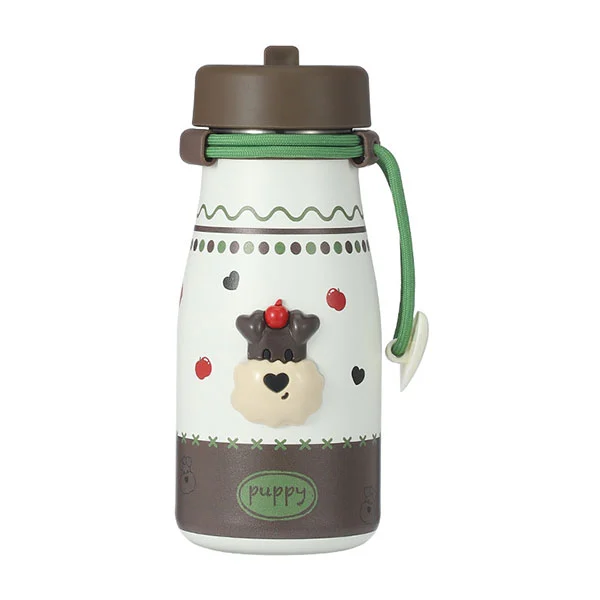 스테인리스 스틸 우유병(밀짚 포함)